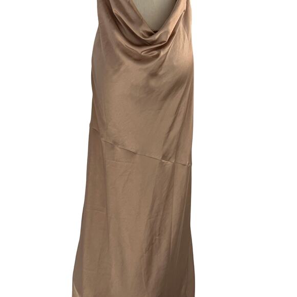 GENERATION LOVE WOMENS LARGE EVIE SATIN TERRACOTTA MAXI DRESS GOWN TINY FLAW - Picture 12 of 16